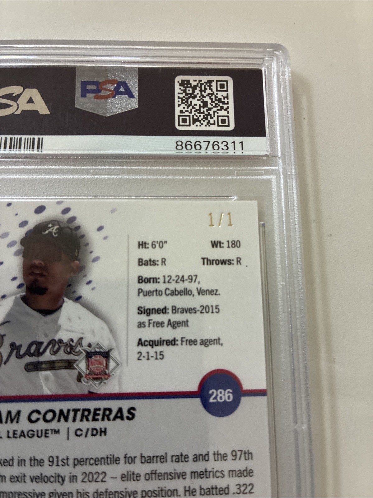 WILLIAM CONTRERAS 2023 Topps PRISTINE graded card PSA GEM MINT 10 black TRUE 1/1 view 21