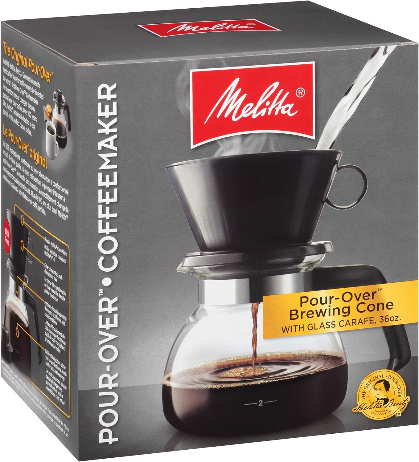 Pour-Over Coffee Brewer W/ Glass Carafe, Holds 6 - 6 Oz Cups