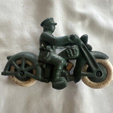 Vintage Cast Iron Harley Davidson Police Motorcycle Green 1997 Reproduction
