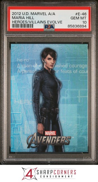 2012 UPPER DECK AVENGERS HEROES/VILLAINS EVOLVE #E-46 MARIA HILL POP 4 PSA 10
