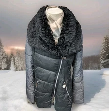 Buffalo Puffer Winter Coat Jacket by David Bitton Women's Faux Fur Collar Medium