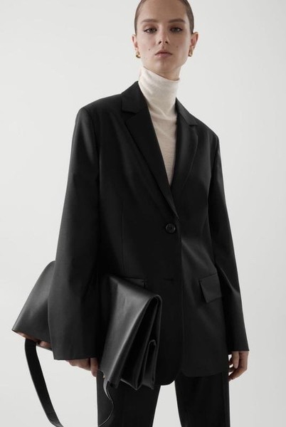 Women COS Blazer Black Wool XL