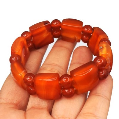 Orange Onyx 178,00 kt hervorragendes Muster bestes dehnbares Armband Perlen RK 85AZ37