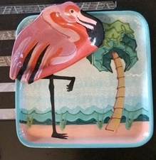 Pink And Turquoise 3D Chip And Dip Tray Lance Russell Signed Signed