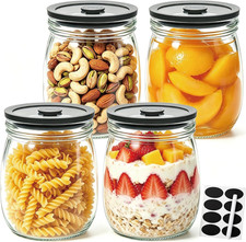 4 Pack Glass Canisters with Airtight Lids 28 Oz, Glass Storage Containers with L