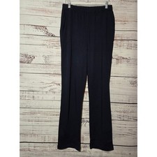 Lands End Sport Knit Straight Leg Pants Navy Cotton Tall Medium 10-12 Pull On