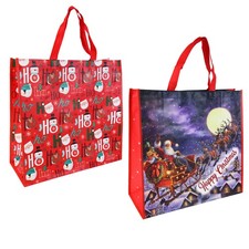 Large Christmas Gift Bag Xmas Presents Woven 45cm x 45cm - Choose Design