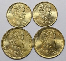 1991 Chile Uncirculated Coins Lot of 4 (1 Peso / 10 Peso) - Great Luster