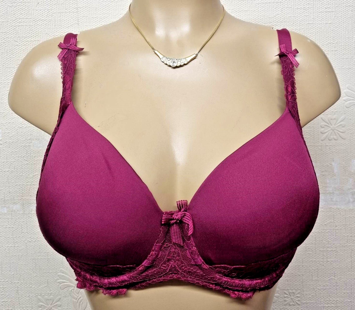 Figleaves Juliette Bra Purple Lace Size 32DD Underwired Padded T-Shirt 153107
