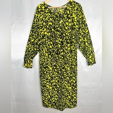 Yellow and Black Leopard Print Tie Front Closure Dress Size XXL