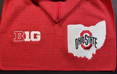 Ohio State University (OSU) State Golf Towel (59k Stitches) 2 Logos.  8in x 16in