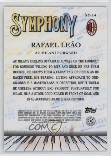 2024 Topps Finest UEFA Club Competitions Symphony Rafael Leao Leão #SY-14 16q5 - Picture 2 of 3
