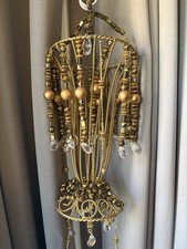 Gold Suncatcher Window Hanging Chandelier Handmade Decor Boho Beads Crystals