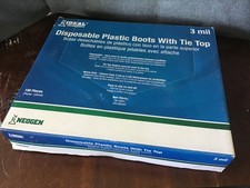 100 Disposable Plastic Boot / Shoe Covers with Tie Top ~ Heavy Duty