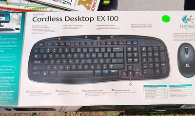 Logitech Cordless Desktop EX 100 Cordless Keyboard and Cordless Mouse  