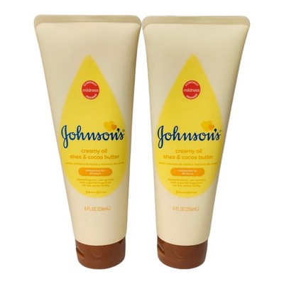 2 Johnson's Creamy Oil for Baby Moisturizing Body Lotion w/Shea & Cocoa Butter