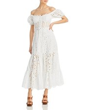  Charo Ruiz Ibiza Lana Off the Shoulder Cover Up  Dress (M, White)