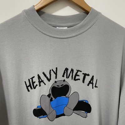 Vintage Y2K Heavy Metal T-Shirt Herren L Grau Hanes Grafik Print Lustig T-Shirts