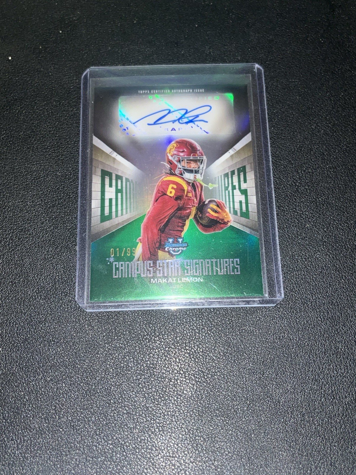2025 Bowman Chrome U Makai Lemon Campus Star Signatures Green Auto /99 USC