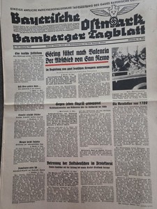 Original 1937 Nazi Germany Newspaper Bayerische Ostmark July 30 Complete 8 Pg