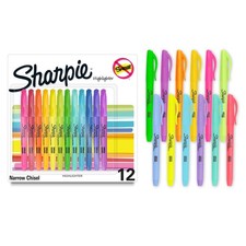 Sharpie Pocket Highlighters, Chisel Tip, 1 Count Pack of 12 , Bright