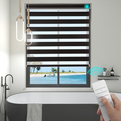 Changshade CUSTOM Motorized Zebra Blinds Horizontal Roller Shade Window shades