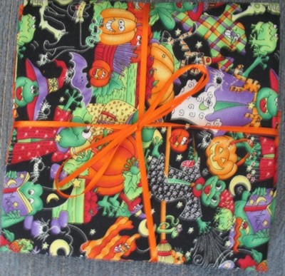 HALLOWEEN Cotton Fabric FAT QUARTERS bundle of 4 FQ's 18x22'' folded & ironed
