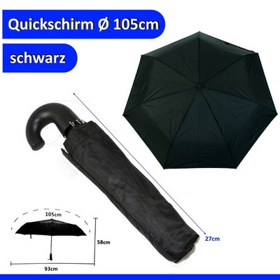 Regenschirm Taschenschirm schwarz Ø105cm Damen Herren Schirm Mini 