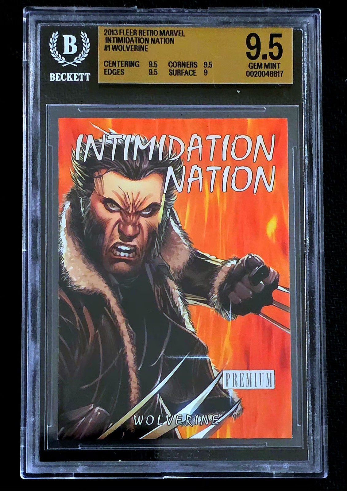 2013 Marvel Fleer Retro Skybox Premium WOLVERINE Intimidation Nation BGS 9.5 GEM