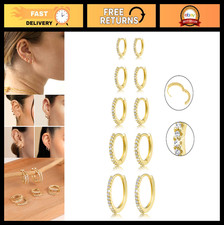 Trendy Small Hoop Earrings Set for Women - 14K Gold Sterling Silver Huggies, M