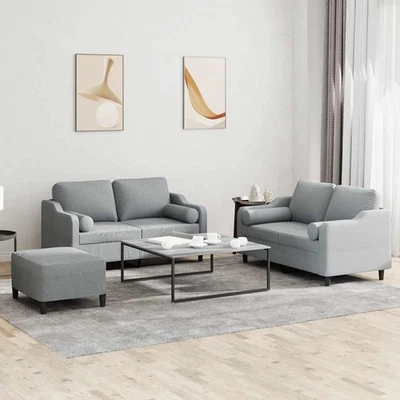 Ensemble de Canapés avec Coussins Sièges Salon 2 pcs Gris Foncé Tissu vidaXL - Photo 1/4