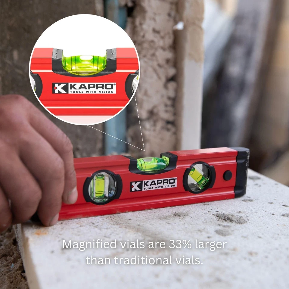 Kapro 779T 9 Inch Aluminum Magnetic Torpedo Level With Vpa Certified Vials - Image 3 of 4