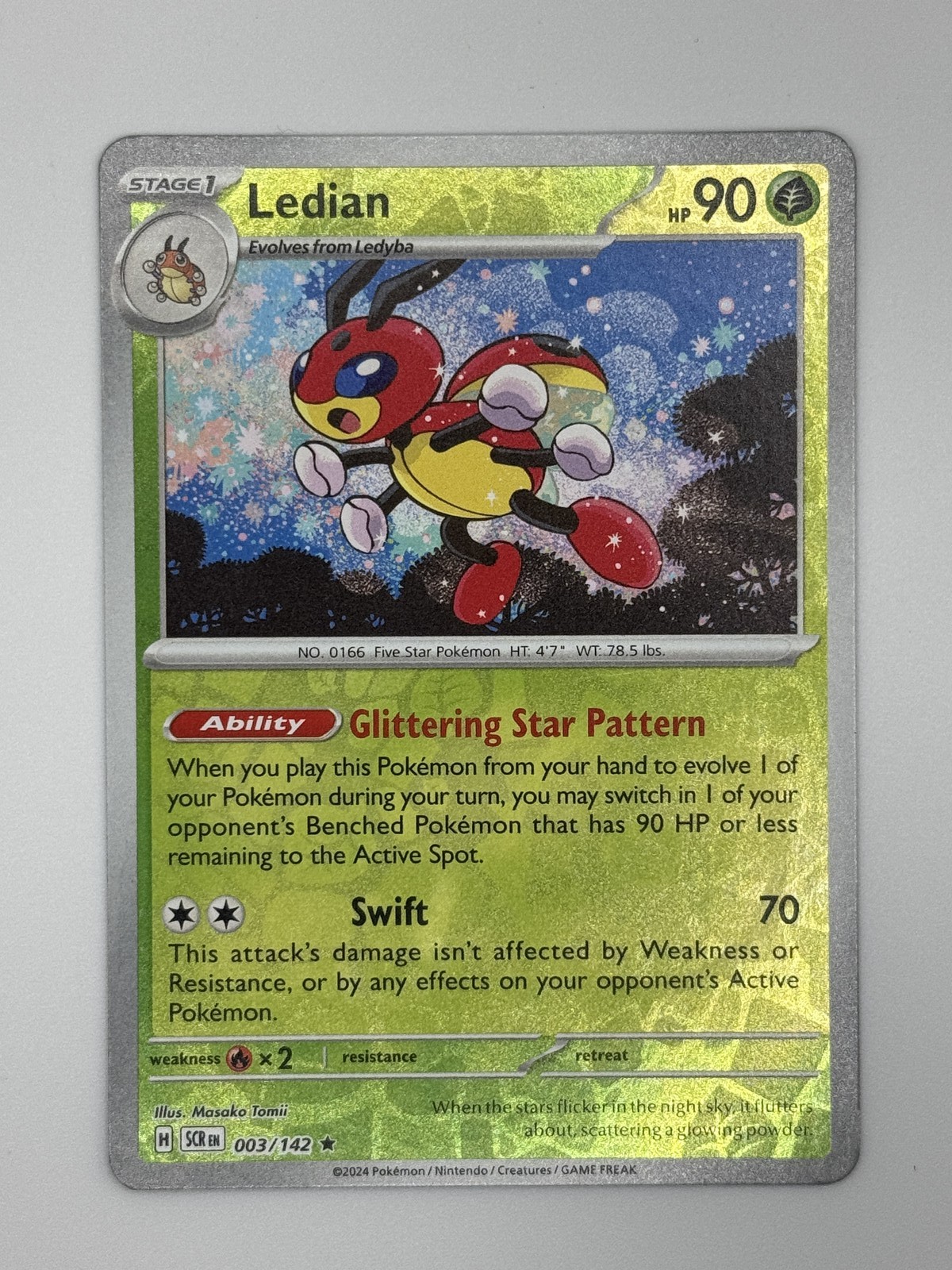 Pokemon - Ledian - - 003/142 Rare SV07: Stellar Crown LP-NM