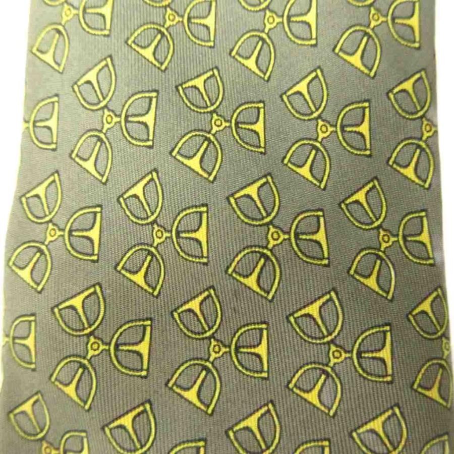 HERMES Regular Tie Patterned Silk Green Yellow Men - image 5