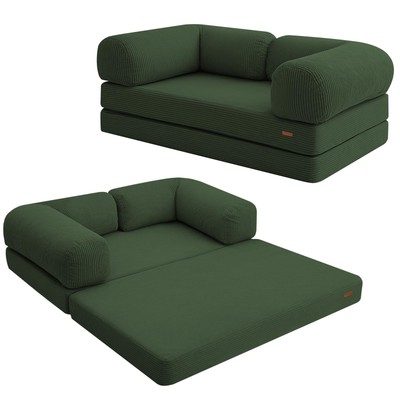 Futon Sofa Bed, 4-in-1 Floor Foldable Sofa Couch Bed Queen with L-Shaped Armr...