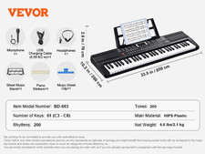 61-Key Digital Keyboard Piano Lighted Keys with Stand for Beginners