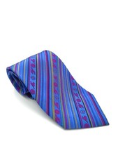 Cravatta Yves Saint Laurent YSL Vintage Seta Righe Blu Rosa Verde Made in Italy