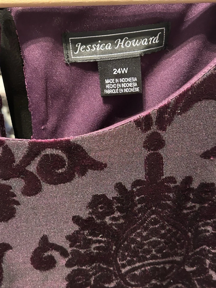Jessica Howard Plus Sz24Dress, Formal Affairs. NWOT 56”Bust, Wine Color, Long Sl - Image 2 of 4