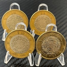 4 MEXICO MEXICAN KM616 KM636 CIRCULATED 10 PESO COIN 1997 1998 2000 2005 YG