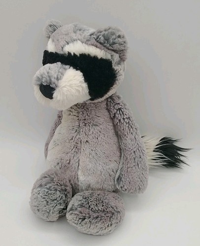 Jellycat Woodland Babe Bashful Raccoon Plush Stuffed Animal Gray 12"