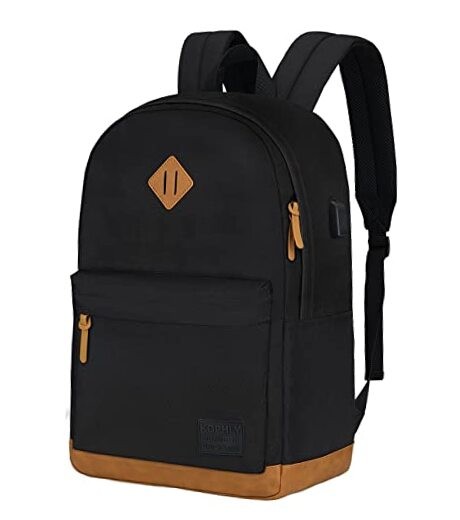 Large Travel Laptop Backpack with USB Charging Port for Men 18 Inch Full Black