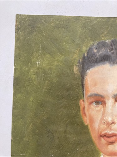 Dipinto olio vintage ritratto maschile su carta tela - Foto 4 di 14