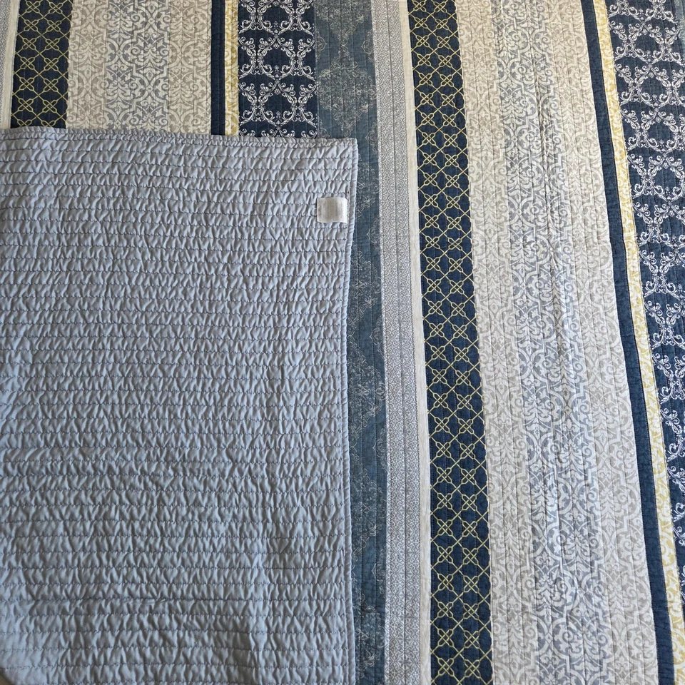 "Edredón y almohada Pem-America azul beige estampado a rayas king/queen 97x100""" Foto 4 de 4