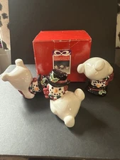 Fitz & Floyd Essentials Ceramic SNOWMAN Tumbling Figurines - Set of 3