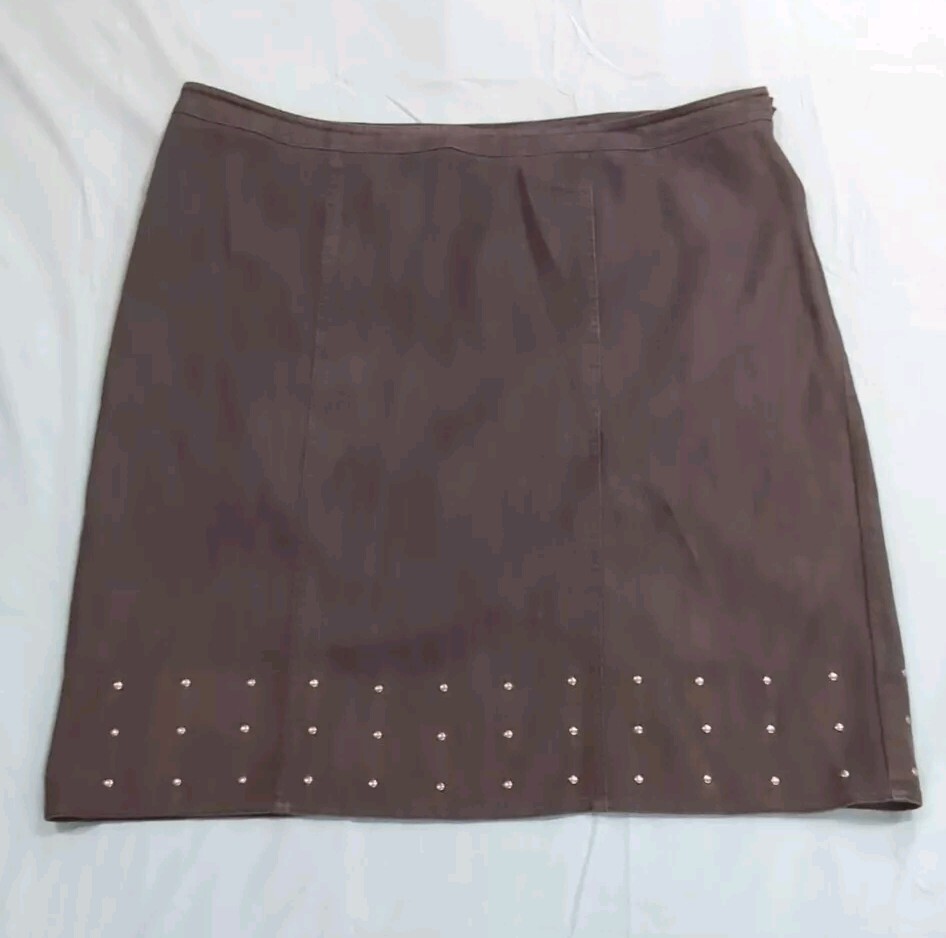 NYCC New York Clothing Co. Women's Blue Denim A-Line Midi Skirt Size 16W Studs