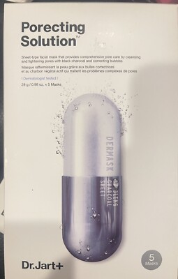 [Dr.Jart+] Porecting Solution Charcoal Masks 5ea, Pore Care Facial Cleansing (US