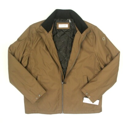 Calvin Klein Jacket Men's Size Large Coat Wind & Water Resistant Dark Tan NEW 