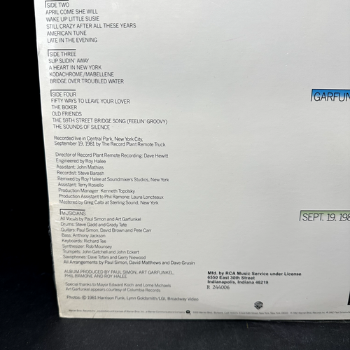 Simon & Garfunkel - The Concert In Central Park Vinyl LP 1982 - New - Foto 6 di 10