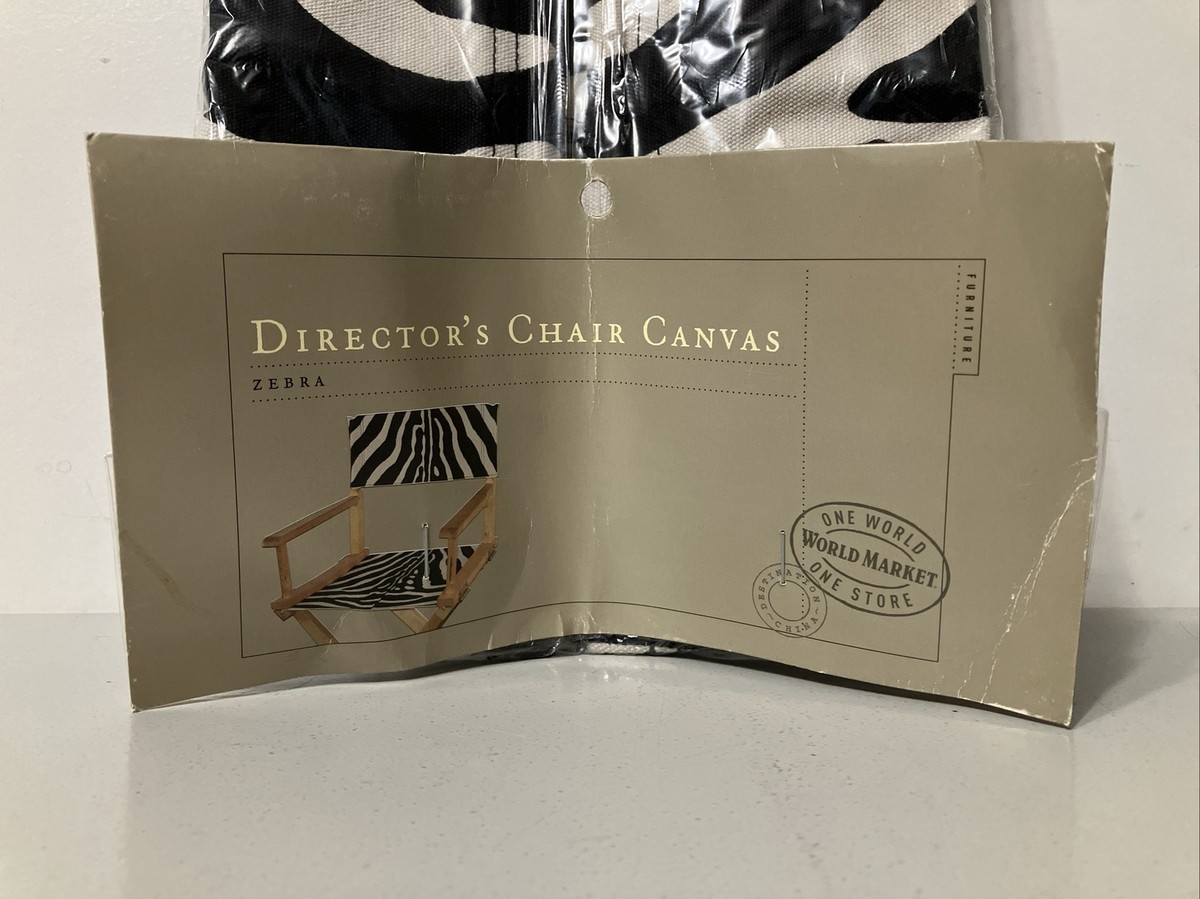 Cost Plus World Market Director’s Chair Canvas Black And White Zebra Print