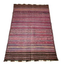 Handmade Vintage Wool Afghan Kilim Tribal Design Multicolor 4'5 x 6'9